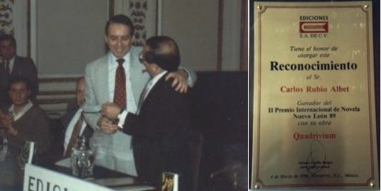 Receiving an award for Quadrivium in Mexico City. 